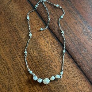 Vintage Liz Claiborne Silver and Genuine Pearl Beaded Necklace